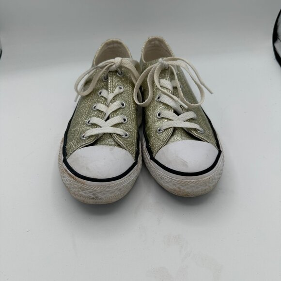 Converse Chuck Taylor All Star Low-Top Sneakers Gold Glitter Girls 2 - Picture 2 of 7